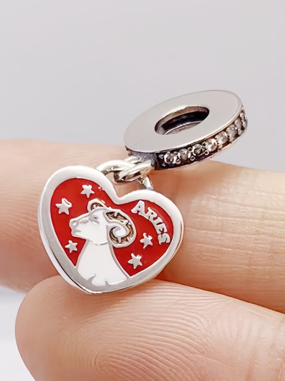 "Pandora Aries Zodiac Heart Double-Sided Dangle Charm"